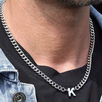 时尚字母吊坠项链，长款链，男士适用