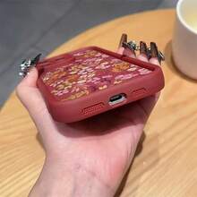 Funda de teléfono elegante Gaozhu, impresión de flores en rojo vino, TPU, anti-caída, cobertura completa, funda protectora de precisión para Apple  6/7/8/X/Xs/Xr/Xs Max/11/12/13/14/15/16Pro Max, cubierta resistente a impactos, funda a prueba de golpes, diseño de impresión floral, carcasa decorativa para teléfono, material TPU, funda flexible para teléfono, carcasa para smartphone, funda móvil, amantes de la moda, compradores de accesorios tecnológicos presentan un estilo más individualista. - 1 pieza - Ver 7