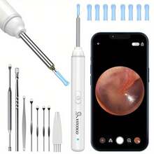 Earwax Removal Tool With Camera, Wireless Ear Wax Cleaner With 1920P HD Camera And Light For All  And Android Phones, Ear Cleaning Kit With 8 Pcs Ear Set - 白色 - 查看 1