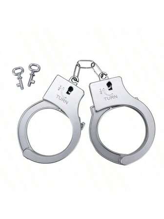 1 Set Vintage Handcuffs, Role Play Prop, Silver Plastic Handcuffs, Suitable For Halloween, Parties, Performances, Holiday Gifts
