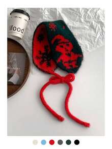 Diadema/bufanda tejida con diseño de copos de nieve y muñeco de nieve para Navidad, orejeras reversibles y cálidas con lazo, cubremanos de invierno acogedores, orejeras tejidas de moda para mujer