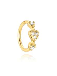 1pc 925 Sterling Silver Classic Star Nose Ring Earring, Low Allergy, Suitable For Cartilage, Conch, Tragus, Earlobe, Inner Ear, Navel Etc., Cubic Zirconia Inlaid, Versatile Fashion Jewelry Set, Suitable For Women, Casual And Any Occasions - Gold - View 13
