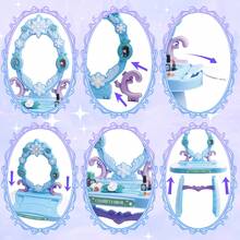 Makeup Princess Dressing Table With Mirror Pretend Play Vanity Set - Blue - View 3
