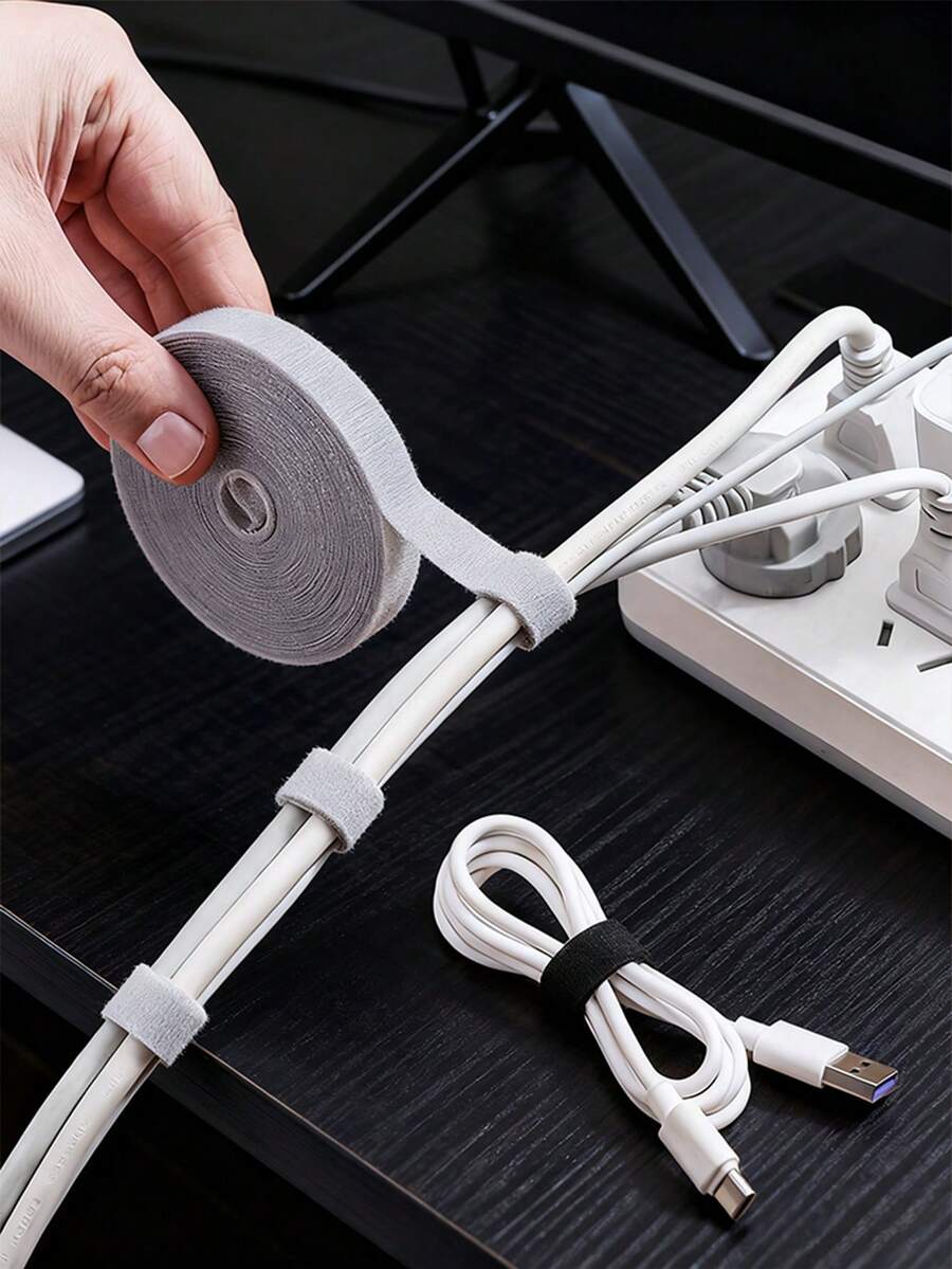 魔术贴卷装，可重复使用紧固电缆扎带，多用途电缆管理扎带电缆带 - 彩色 - 查看 1