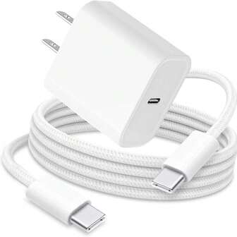 Este cargador rápido USB-C de 20W viene con un adaptador USB-C y un cable de carga Tipo-C, y es compatible con iPhone 16/16 Pro/16 Pro Max/16 Plus/15/15 Pro/15 Plus/15 Pro Max/17/17 Pro Max. También admite carga rápida para Samsung Galaxy S25/S24/S23/S22/S21/S20/Plus/Ultra/FE, Note 20/10/Z Fold/Flip, A17 y otros modelos.