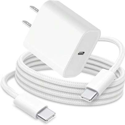 Este cargador rápido USB-C de 20W viene con un adaptador USB-C y un cable de carga Tipo-C, y es compatible con iPhone 16/16 Pro/16 Pro Max/16 Plus/15/15 Pro/15 Plus/15 Pro Max/17/17 Pro Max. También admite carga rápida para Samsung Galaxy S25/S24/S23/S22/S21/S20/Plus/Ultra/FE, Note 20/10/Z Fold/Flip, A17 y otros modelos.