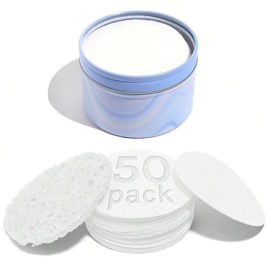 AOA Studio 50-Count Compressed Facial Sponges 1OO% Natural Cosmetic Spa Sponges For Facial Cleansing, Exfoliating Mask, Remove For Makeup, Dead Skin, And Dirt (White, 50 Counts),White - trắng - Xem 1