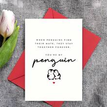 بطاقة عيد الحب بشكل البطريق للحبيب، الحبيبة، الزوج، الزوجة، بطاقة ذكرى رومانسية، أنت بطريقي، شركاء مدى الحياة