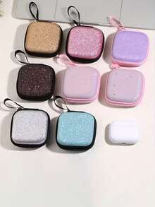 1pc EVA Material Glitter Star Shaped Earphone Case With Zipper Closure, Shockproof And Crush-Resistant, Portable Handheld Storage Box For Bluetooth Earphones/USB Drives/Coins/Keys, With Mesh Pocket And Soft Divider, Compact And Lightweight, Unisex Travel Pouch - Multicolor - View 9