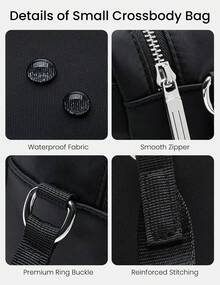 Leopard Print Crossbody Bag For Women, Fanny Pack, Sling Bag,Mini Travel Casual Cross Body Purse Man Outdoor Traveling Beach Nylon Cross Body Travel Shoulder Handbags Lady Chest Purses Light Sling Backpack Wallet Satchel For Casual Travel Shopping - màu đen - Xem 5