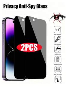2pcs Privacy Screen Protector, Compatible With IPhone 17/17 Pro/17 Pro Max/17 Air/15/16/14/11/12/13 Pro Max Mini, Anti-Peep Tempered Glass Film, Compatible With IPhone 17/17 Pro/17 Pro Max/17 Air/XS Max/XR/X/15/7/8 Plus/SE - Black - View 24