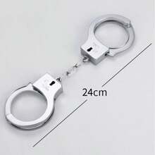 3pcs Toy Handcuffs, Plastic Cosplay Performance Props, Electroplated Handcuffs, Realistic Gag Toys, Creative Costume Props - Silver - View 2