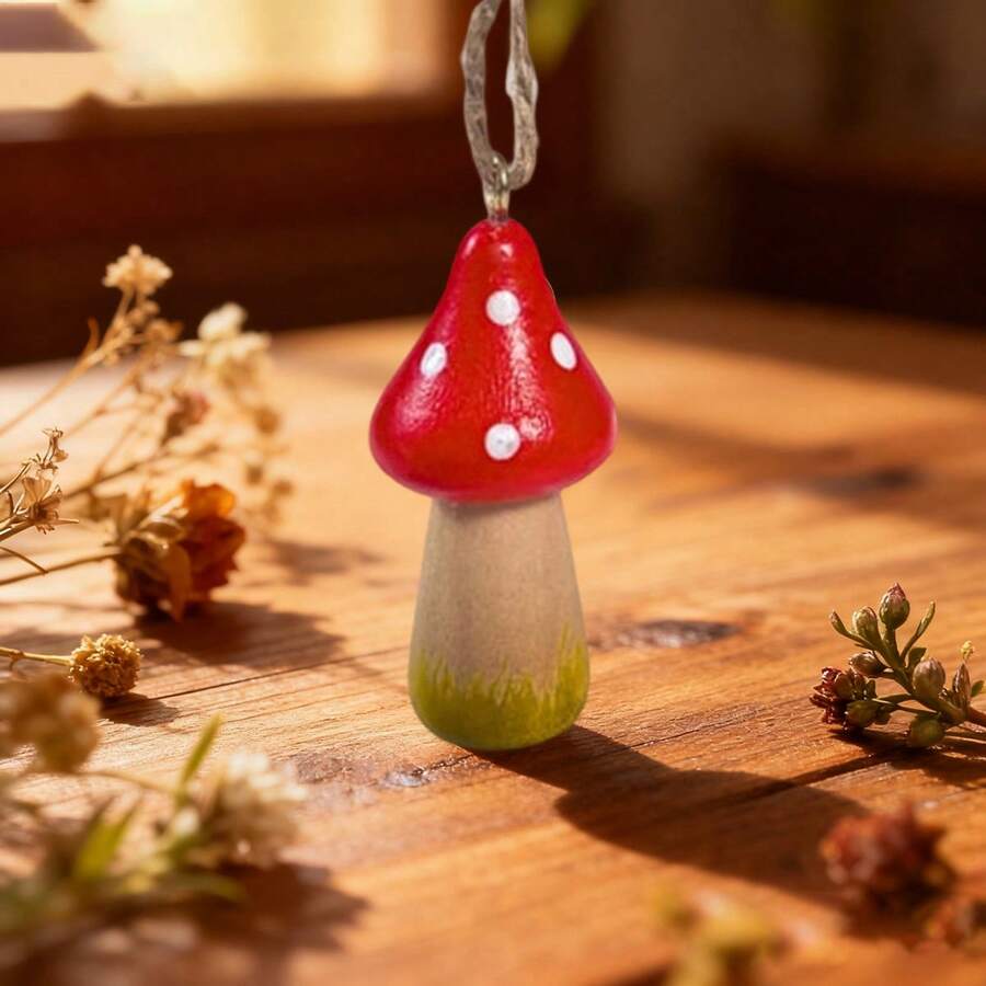 Figura de hongo de madera, decoración colgante para árbol de Navidad, adornos de mesa navideños para fiesta en el hogar, decoración de otoño, decoración de Halloween, regalo de Navidad, clásico y elegante, , alta tasa de recompra. - Multicolor - Ver 1