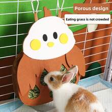 1个兔子干草喂食器袋，悬挂式干草喂食器袋，兔子干草喂食器，可爱设计，耐用，防水，易于清洁，方便开合，防溢防磨损，3种颜色可选