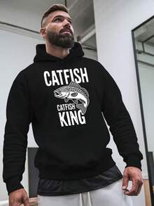 Sudadera Casual para Hombre Catfish King - Cómoda Sudadera de Invierno con Estampado de Moda, Manga Larga, Ajuste Regular, Perfecta para Otoño e Invierno, Ropa Catfish - Negro - Ver 12