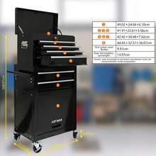 Roll-Tool-Truhe Mit Hoher Kapazität Mit Rädern Und Schubladen, 6-Drawer-Werkzeug-Speicherschrank--Schwarz(BLACK) - Black - View 2