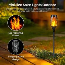 1/4/8/12pcs Solar Torch Lights, Outdoor Lighting, Realistic Flickering Flame Effect, Waterproof LED Lights, Suitable For Yard, Patio, Lawn, Landscape, Halloween, Christmas Party Decor, Solar Outdoor Lights, Solar Torch Lights With Flickering Flame, Solar Outdoor Lights, Garden Solar Outdoor Lights - 黑色 - 查看 15