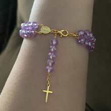 Double Rosary Bracelet Gold Plated - 紫丁香色 - 查看 1