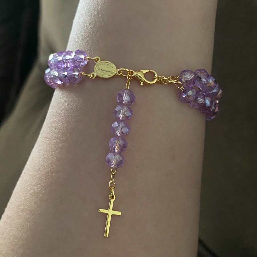 Double Rosary Bracelet Gold Plated - 紫丁香色 - 查看 1