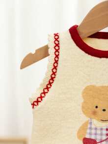 1 件女童米色保暖套头毛衣背心，秋冬 - 米色 - 查看 2