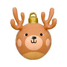 1pc Outdoor Christmas Decoration Ball, Suitable For Yard And Pool Decor, Creates Holiday Atmosphere For Parties, Inflatable Reindeer Horn Christmas Balloon