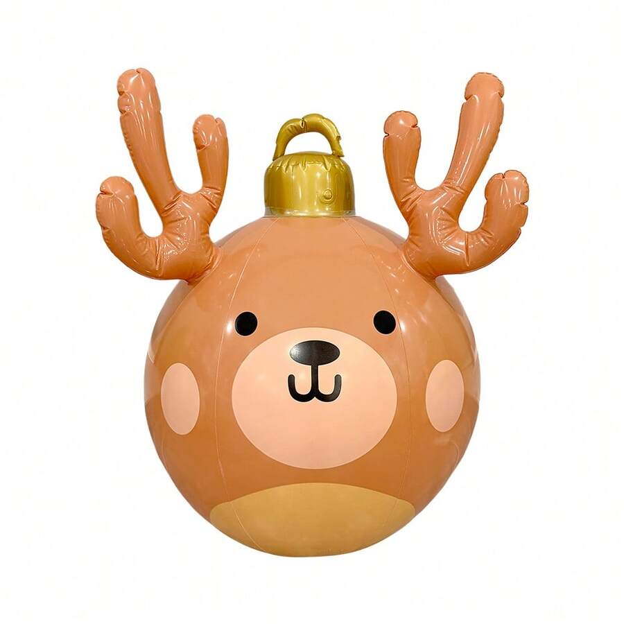 1pc Outdoor Christmas Decoration Ball, Suitable For Yard And Pool Decor, Creates Holiday Atmosphere For Parties, Inflatable Reindeer Horn Christmas Balloon