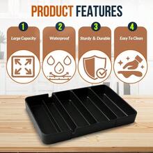 TYUI Silverware Organizer Adjustable And Expandable Utensil Tray For Kitchen Cutlery Storage Spoons Forks Knives Holder Storage Dividers Multipurpose Silverware Drawer Organizer For Dining Table - Black - màu đen - Xem 3