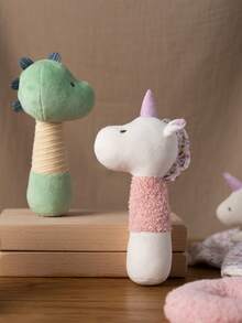 1pc Plush Stuffed Unicorn And Dinosaur Rattle Soft Baby Rattle Toys With Shaker Bell Hand Rattles Toy For Infant Sensory Developmental Hand Grip Toys Baby Travel Gifts - 彩色 - 查看 1