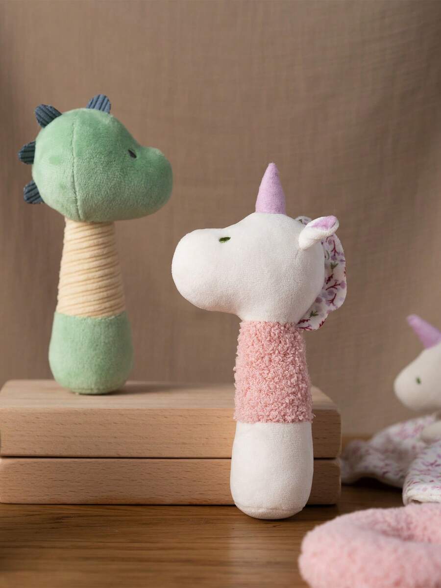 1pc Plush Stuffed Unicorn And Dinosaur Rattle Soft Baby Rattle Toys With Shaker Bell Hand Rattles Toy For Infant Sensory Developmental Hand Grip Toys Baby Travel Gifts - 彩色 - 查看 1