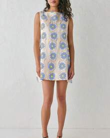 Women 2025 Summer Sleeveless Floral Short Shift Cotton Linen Loose Dress, Style - Màu vàng - Xem 11