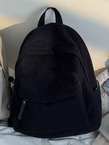 Balo mini, Balo nhỏ vải nhung trơn màu, Cặp sách nhỏ - màu đen - Xem 5