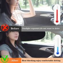 可折叠汽车车窗遮阳帘 - 防紫外线，保持车内凉爽，可重复使用，通用尺寸 - 黑色 - 查看 5