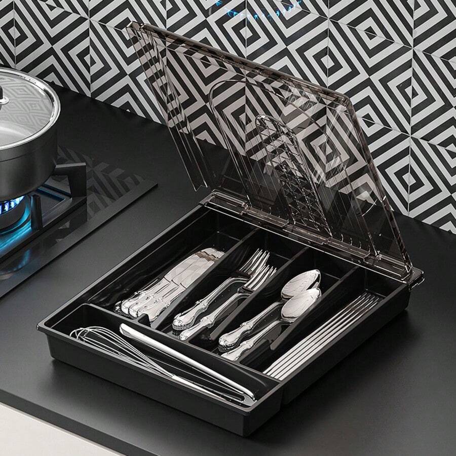 Organizator de divertisment pentru sărbători - Tavă cu mai multe compartimente pentru depozitarea tacâmurilor și accesoriilor de Crăciun, Cutie cadou impermeabilă, ușor de curățat (3 culori elegante) - Multicolor - Vizualizare 1