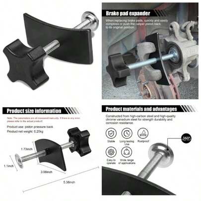 Brake Pad Spreader, 360 Degree Swivel Joint Disc Brake Pad Separator, Heavy Duty Disc Brake Caliper Support Set, Inner Brake Piston Compressor Installing Pads On Most