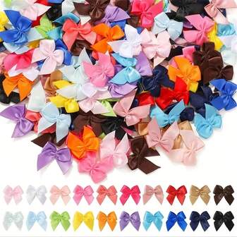 50pcs Mini Satin Ribbon Bowknots, 2.5*2.5cm Petite Soft Cute Elegant Bowknots For DIY Crafts, Gift Wrapping Decor, Hair Clips & Headbands, Holiday Decor, Wedding Decor, Bridal Shower Favors, Party Supplies, Clothing Decor, Gift Packaging, Lingerie & Socks Decor, DIY Jewelry Making