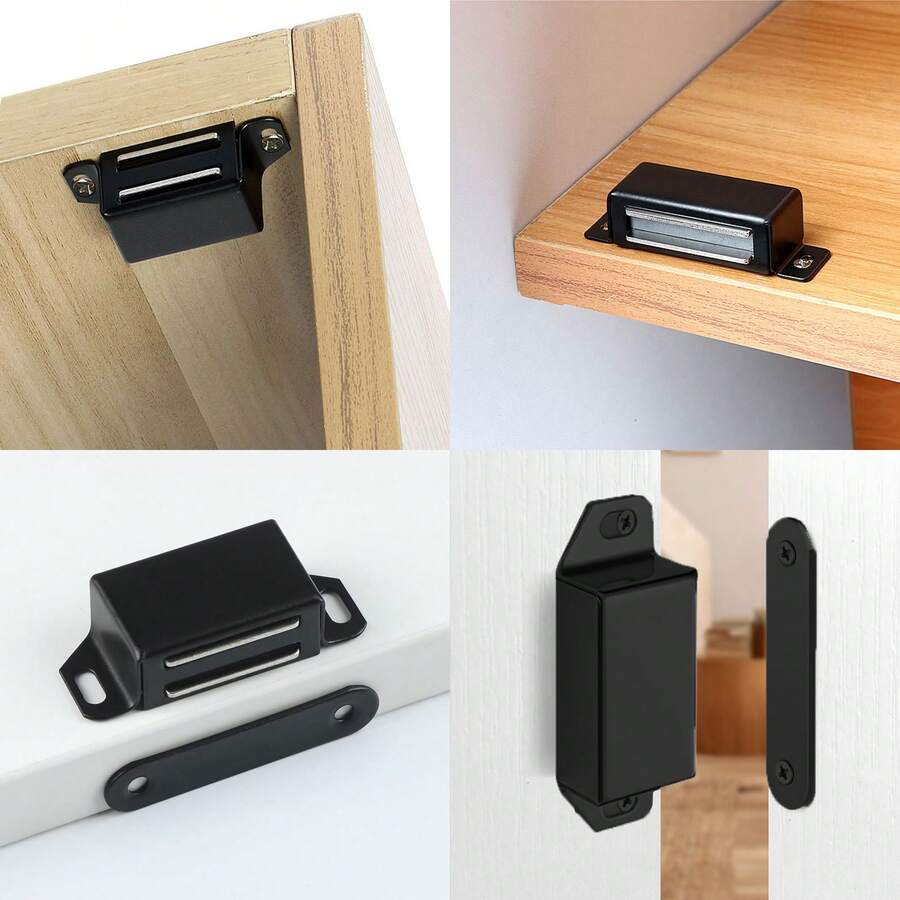 2Pcs Magnetic Door Catch, Stainless Steel Cabinet Magnets For Closure With 40 Lbs Strength Easy Installation For Cabinet Doors - 黑色 - 查看 1