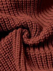 Plus Size Casual Round Neck Bowknot Contrast Color Knit Pullover Sweater - Rust Red - View 6