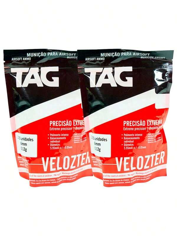 4000 Esferas BBs Airsoft 0.12g 2000un NTK Velozter TAG Para Pistola 6mm