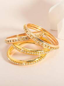 2pcs Bling Bling Elegant Glitter Palace Style Claw Chain Wide Bracelet - one-size - View 1