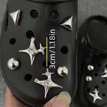 12 móc khóa giày hình cá sấu Punk Silver Star Series, phụ kiện tự làm phù hợp cho giày làm vườn, guốc, dép xăng đan, dép lê, quà tặng sinh nhật hoàn hảo, quà tặng tiệc Giáng sinh, thêm niềm vui và hạnh phúc cho giày dép - Nhiều màu - Xem 4