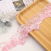 1pc Embroidered Floral Lace Trim, DIY Hair Accessory, Handmade Bow Ribbon, Clothing & Dress Decorative Ribbon - Multicolor - View 15