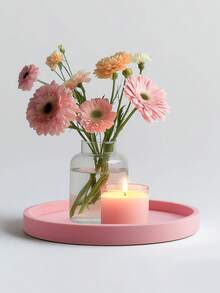 Round Silicone Bathroom Vanity Storage Display Tray, Suitable For Dressing Table Bathroom, Can Store Perfume Lotion Candle Cosmetics Jewelry, Sink Soap Rack Storage Rack, Countertop Coffee Table Decorative Storage , Makeup Room Decor - Multicolor - View 3