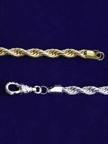 DUBSS 1 pieza Pulsera de cuerda de acero inoxidable de 10 mm con acabado chapado para hombres, joyería de estilo hip hop - Pulsera - Ver 6