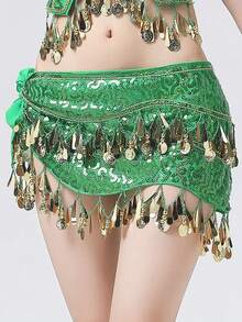 Women's Backless Crop Top With Sequins, Beads, Tassels And Tie, Short Midriff Belly Dance Top, Bohemian Style, Festival Belly Dance Performance Costume, Dance Wear, Belly Dance Outfit, Fairy Accessories, Bodysuit, Mask, Cleopatra, Egyptian Belly Dance Costume - Multicolor - View 26