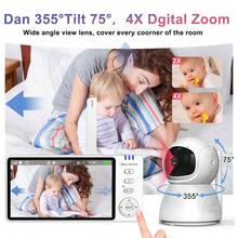 CDYCAM 5.0 Inch Wireless Video Baby Monitor IPS Screen With Nanny PTZ Camera Two Way Audio VOX Lullaby Camera Wireless Protection Detection Smart Nanny Camera Electronic Baby Mother Kids Two-Way Audio Night Vision Cry Babies Feeding With Temperature Display Screen With Long Battery Life Night Vision USB Charge