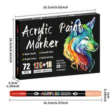144 Colors Dual Tip Acrylic Marker Pen Set, Long-Lasting And Fade-Resistant, Ideal For Artists, Illustrations, Crafts, Coloring Books And Other DIY Projects. Suitable For Paper, Fabric, Wood, Stone, Plastic, Glass, Ceramic, Pumpkin And More. Great For Students And Adults, Also An Ideal Gift For Thanksgiving, Halloween, Christmas - Multicolor - View 7