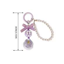 Faux Pearl Strings Bow-Shaped Colorful Pom-Pom Handcrafted Keychains Bag Pendants Cute Charm Accessories For Women And Girls, Adorable Handcrafted Trinket Charms For Back-To-School Bags, Keys, Purses, Phone Straps, Gifts And Stocking Stuffers, Festive Holiday Party Favors, Fall Winter Everyday Cute Details, Lightweight Decorative Bag Charms For Travel And Daily Use - Multicolor - View 2