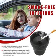 Car Ashtray, Windproof Self - Extinguishing Cup Automotive Ash Holder, Portable Smokeless Auto Ashtray Most Vehicle Cup Holders, Universal Interior Car Accessories Black - Initial - View 3