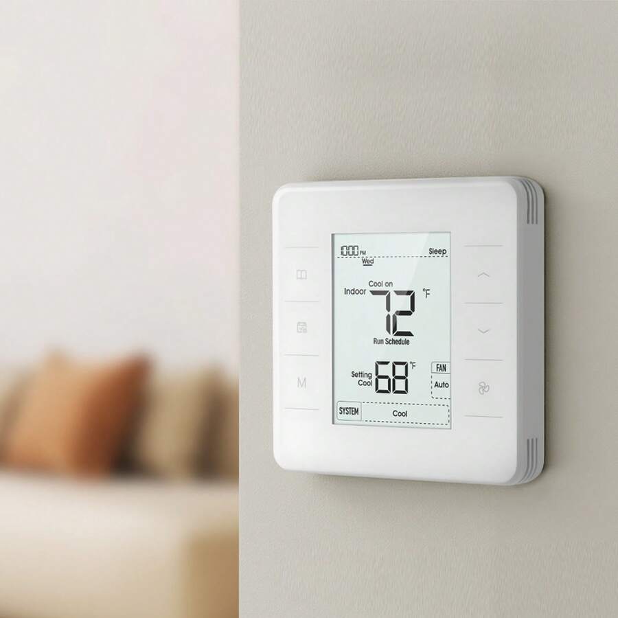 Thermostat 7-Tage-programmierbar, Raumthermostat für Wärmepumpe, Klimaanlage, Fußbodenheizung, LED-Bildschirm mit Hintergrundbeleuchtung, großer Temperaturbereich von 5 bis 37 °C, weiß - Weiss - Übersicht 1