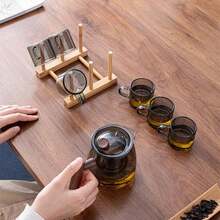 6件套玻璃小茶杯，奢华烟灰色小碗，耐热功夫茶具，品茶杯 - 透黑 - 查看 7